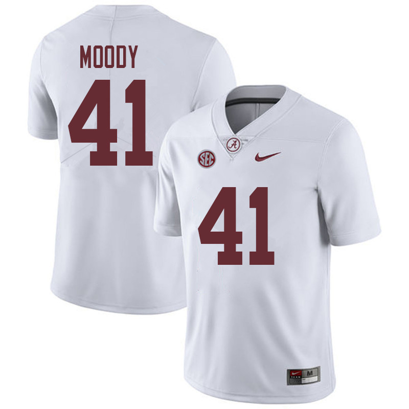 Alabama Crimson Tide Men's Jaylen Moody #41 White NCAA Nike Authentic Stitched 2018 College Football Jersey BS16S41TG